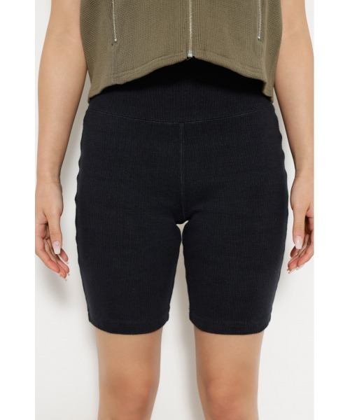 LAGUA GEM(ラグアジェム)の「CUT RIB バイカーパンツ(その他パンツ・レディース・ブラック/杢グレー・FREE)」の4枚目の写真