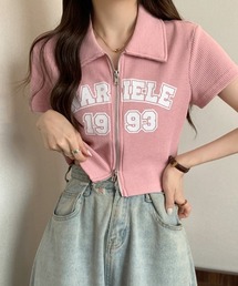 ダブルファスナークロップド丈トップス
