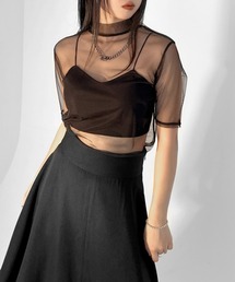 LVEU. | 【LVEU.】プチハイネックシースルートップス / トップス カットソー メッシュ シアー シースルー ハイネック 半袖 レイヤード ブラック グリーン ブルー パープル イエロー ZOZOTOWN限定カラー(Tシャツ/カットソー)