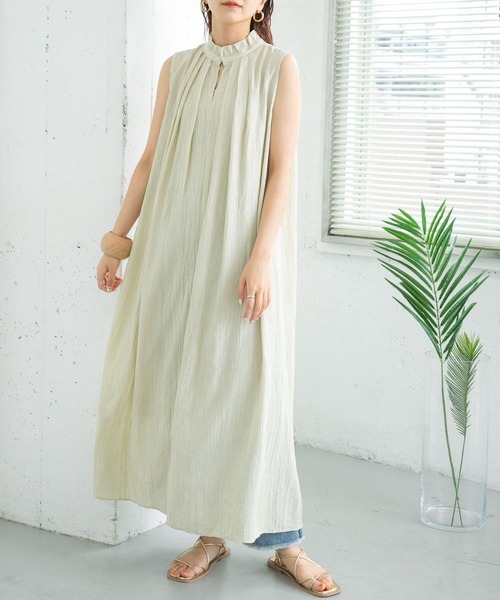 KBF(ケイビーエフ)の「プチフリルスリーブレスワンピース(ワンピース・レディース・ブラック/ライトベージュ/グリーン系その他・ONE)」の6枚目の写真