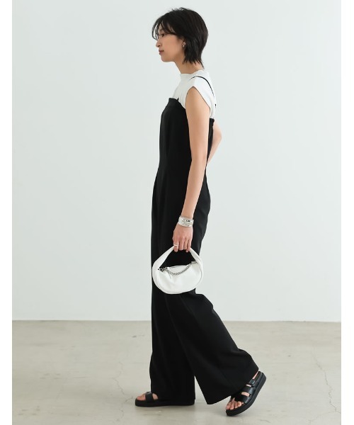Re:EDIT（リエディ）の「[SUMMER DRESS COLLECTION][低身長/高身長サイズ有]2WAYストレッチベアサロペット（サロペット/オーバーオール・レディース・ブルー/ブラック・SHORT/MEDIUM/TALL/LARGE）」の4枚目の写真