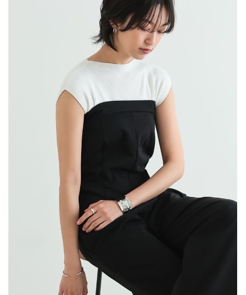 Re:EDIT（リエディ）の「[SUMMER DRESS COLLECTION][低身長/高身長サイズ有]2WAYストレッチベアサロペット（サロペット/オーバーオール・レディース・ブルー/ブラック・SHORT/MEDIUM/TALL/LARGE）」の8枚目の写真