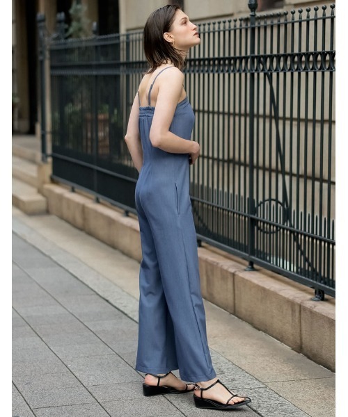 Re:EDIT（リエディ）の「[SUMMER DRESS COLLECTION][低身長/高身長サイズ有]2WAYストレッチベアサロペット（サロペット/オーバーオール・レディース・ブルー/ブラック・SHORT/MEDIUM/TALL/LARGE）」の3枚目の写真