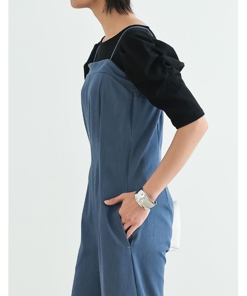 Re:EDIT（リエディ）の「[SUMMER DRESS COLLECTION][低身長/高身長サイズ有]2WAYストレッチベアサロペット（サロペット/オーバーオール・レディース・ブルー/ブラック・SHORT/MEDIUM/TALL/LARGE）」の9枚目の写真