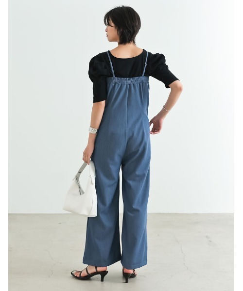Re:EDIT（リエディ）の「[SUMMER DRESS COLLECTION][低身長/高身長サイズ有]2WAYストレッチベアサロペット（サロペット/オーバーオール・レディース・ブルー/ブラック・SHORT/MEDIUM/TALL/LARGE）」の5枚目の写真