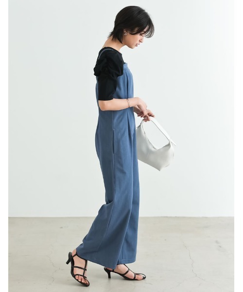 Re:EDIT（リエディ）の「[SUMMER DRESS COLLECTION][低身長/高身長サイズ有]2WAYストレッチベアサロペット（サロペット/オーバーオール・レディース・ブルー/ブラック・SHORT/MEDIUM/TALL/LARGE）」の22枚目の写真