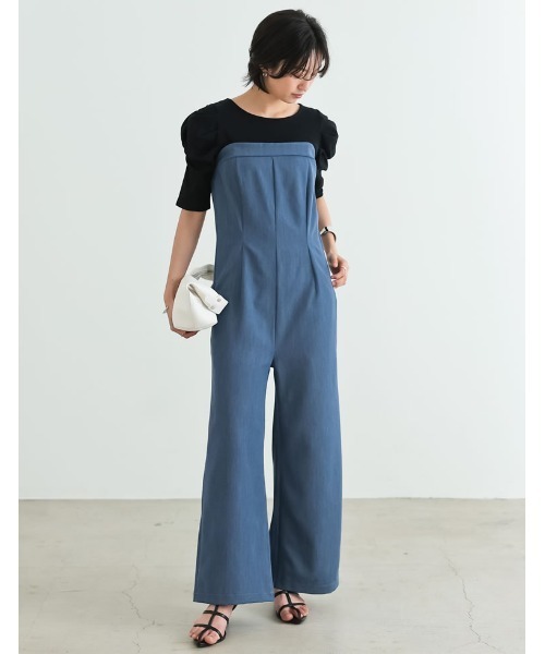 Re:EDIT（リエディ）の「[SUMMER DRESS COLLECTION][低身長/高身長サイズ有]2WAYストレッチベアサロペット（サロペット/オーバーオール・レディース・ブルー/ブラック・SHORT/MEDIUM/TALL/LARGE）」の13枚目の写真