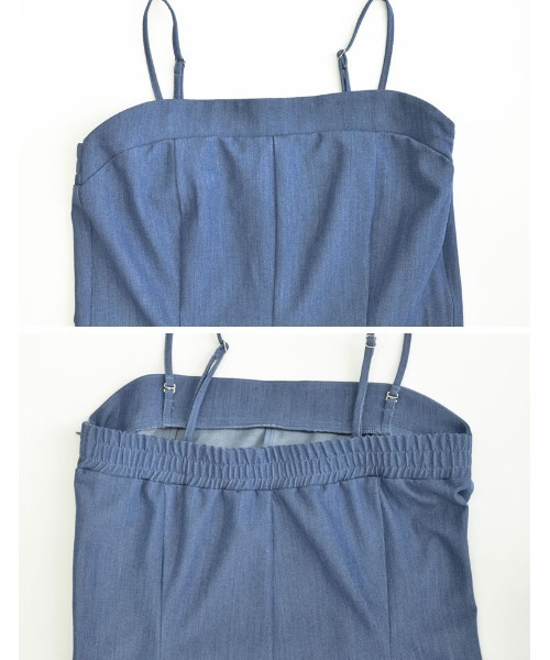Re:EDIT（リエディ）の「[SUMMER DRESS COLLECTION][低身長/高身長サイズ有]2WAYストレッチベアサロペット（サロペット/オーバーオール・レディース・ブルー/ブラック・SHORT/MEDIUM/TALL/LARGE）」の19枚目の写真
