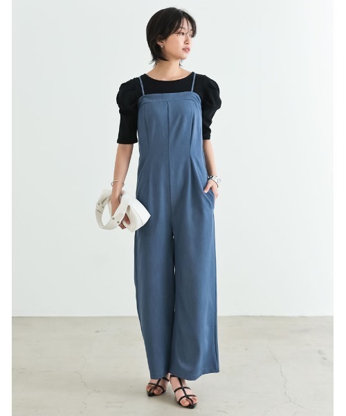 Re:EDIT（リエディ）の「[SUMMER DRESS COLLECTION][低身長/高身長サイズ有]2WAYストレッチベアサロペット（サロペット/オーバーオール・レディース・ブルー/ブラック・SHORT/MEDIUM/TALL/LARGE）」の16枚目の写真
