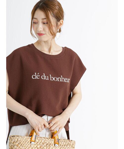 Te chichi（テチチ）の「ロゴプリント格子楊柳Tブラウス（シャツ/ブラウス・レディース・ブラウン/オフホワイト/ブラック・F）」の3枚目の写真