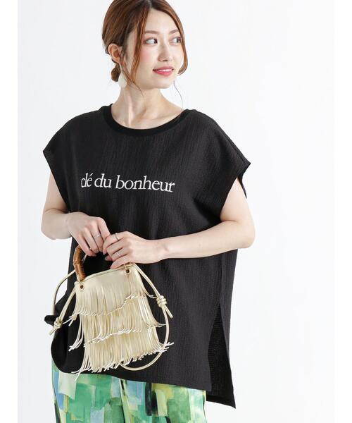 Te chichi（テチチ）の「ロゴプリント格子楊柳Tブラウス（シャツ/ブラウス・レディース・ブラウン/オフホワイト/ブラック・F）」の7枚目の写真