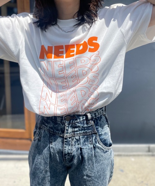 mi via loca（ミヴィアロカ）の「GILDAN NEEDS Tシャツ 【MV-009】（Tシャツ/カットソー・レディース・スミクロ/キナリ/ライトブルー/オートミール/オフホワイト/ブラック/ホワイト×ブラック/ライトグレー・MEDIUM/LARGE/X-LARGE）」の2枚目の写真