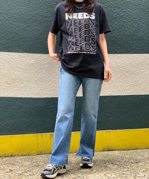 mi via loca（ミヴィアロカ）の「GILDAN NEEDS Tシャツ 【MV-009】（Tシャツ/カットソー・レディース・スミクロ/キナリ/ライトブルー/オートミール/オフホワイト/ブラック/ホワイト×ブラック/ライトグレー・MEDIUM/LARGE/X-LARGE）」の20枚目の写真