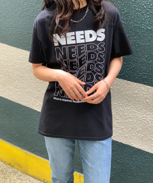 mi via loca（ミヴィアロカ）の「GILDAN NEEDS Tシャツ 【MV-009】（Tシャツ/カットソー・レディース・スミクロ/キナリ/ライトブルー/オートミール/オフホワイト/ブラック/ホワイト×ブラック/ライトグレー・MEDIUM/LARGE/X-LARGE）」の14枚目の写真