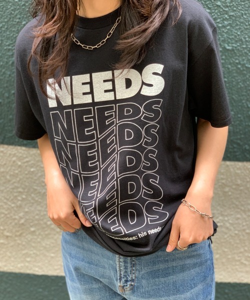 mi via loca（ミヴィアロカ）の「GILDAN NEEDS Tシャツ 【MV-009】（Tシャツ/カットソー・レディース・スミクロ/キナリ/ライトブルー/オートミール/オフホワイト/ブラック/ホワイト×ブラック/ライトグレー・MEDIUM/LARGE/X-LARGE）」の16枚目の写真