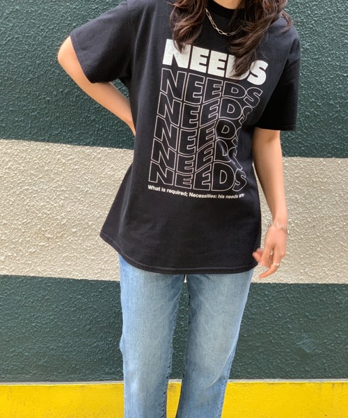 mi via loca（ミヴィアロカ）の「GILDAN NEEDS Tシャツ 【MV-009】（Tシャツ/カットソー・レディース・スミクロ/キナリ/ライトブルー/オートミール/オフホワイト/ブラック/ホワイト×ブラック/ライトグレー・MEDIUM/LARGE/X-LARGE）」の17枚目の写真