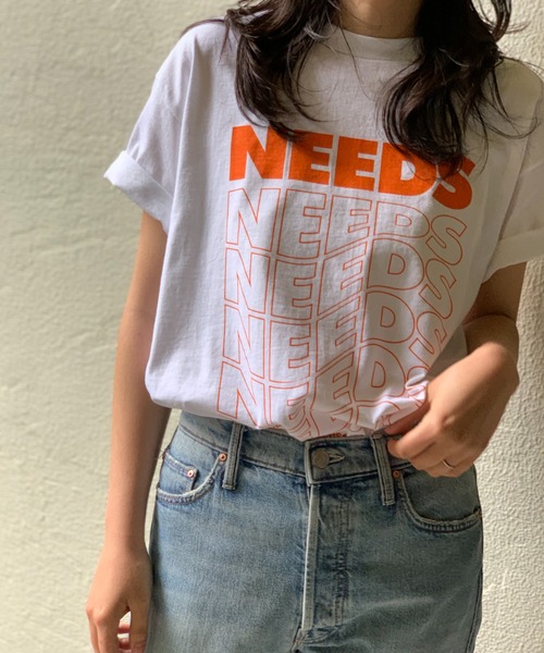 mi via loca（ミヴィアロカ）の「GILDAN NEEDS Tシャツ 【MV-009】（Tシャツ/カットソー・レディース・スミクロ/キナリ/ライトブルー/オートミール/オフホワイト/ブラック/ホワイト×ブラック/ライトグレー・MEDIUM/LARGE/X-LARGE）」の11枚目の写真
