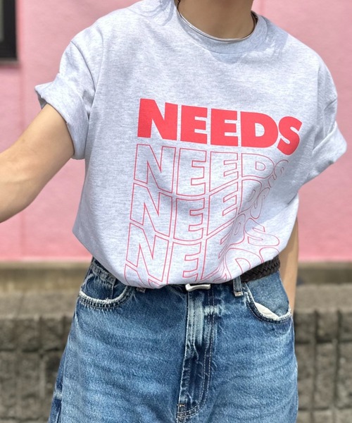 mi via loca（ミヴィアロカ）の「GILDAN NEEDS Tシャツ 【MV-009】（Tシャツ/カットソー・レディース・スミクロ/キナリ/ライトブルー/オートミール/オフホワイト/ブラック/ホワイト×ブラック/ライトグレー・MEDIUM/LARGE/X-LARGE）」の12枚目の写真