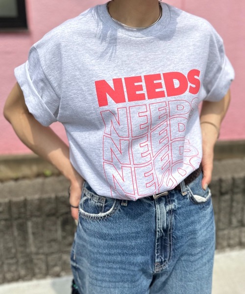 mi via loca（ミヴィアロカ）の「GILDAN NEEDS Tシャツ 【MV-009】（Tシャツ/カットソー・レディース・スミクロ/キナリ/ライトブルー/オートミール/オフホワイト/ブラック/ホワイト×ブラック/ライトグレー・MEDIUM/LARGE/X-LARGE）」の9枚目の写真