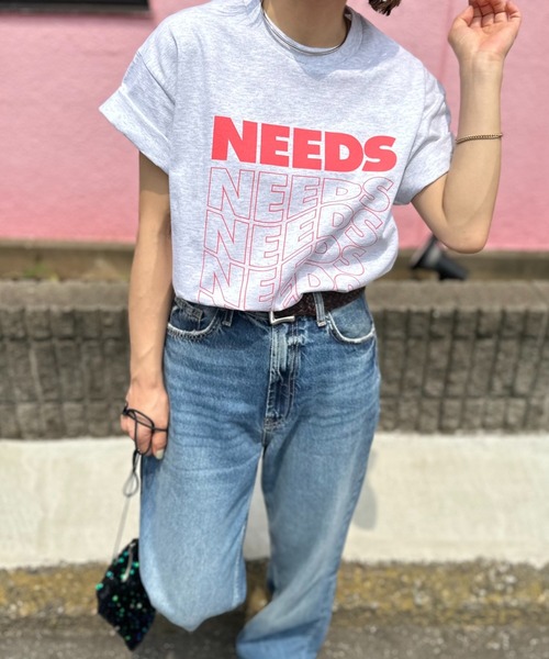 mi via loca（ミヴィアロカ）の「GILDAN NEEDS Tシャツ 【MV-009】（Tシャツ/カットソー・レディース・スミクロ/キナリ/ライトブルー/オートミール/オフホワイト/ブラック/ホワイト×ブラック/ライトグレー・MEDIUM/LARGE/X-LARGE）」の10枚目の写真