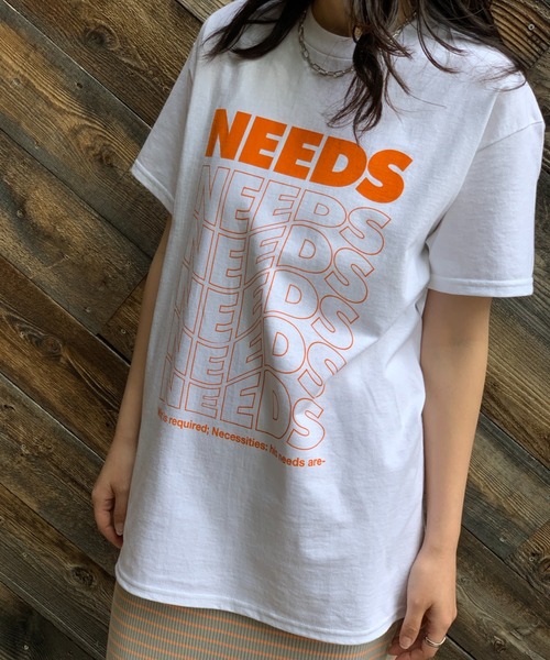 mi via loca（ミヴィアロカ）の「GILDAN NEEDS Tシャツ 【MV-009】（Tシャツ/カットソー・レディース・スミクロ/キナリ/ライトブルー/オートミール/オフホワイト/ブラック/ホワイト×ブラック/ライトグレー・MEDIUM/LARGE/X-LARGE）」の13枚目の写真