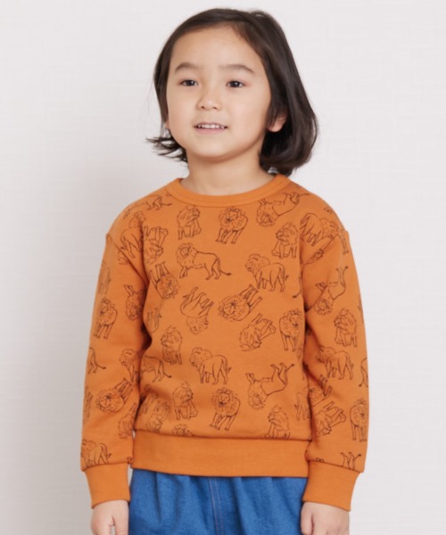 DILASH（ディラッシュ）の「アニマルジャカード柄トレーナー（スウェット・キッズ・キャメル/チャコール/グリーン・130/140/120/100/110/90/80）」の3枚目の写真