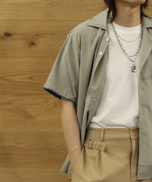 aimoha(アイモハ)の「aimoha menビッグシルエット半袖シャツ (SS)(シャツ/ブラウス・メンズ・グレー/ブルー/レッド・X-LARGE/LARGE/XX-LARGE)」の2枚目の写真