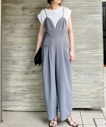 She's Closet（シーズクローゼット）の「バッククロスハイウエストビスチェオールインワンワイドパンツサロペット（つなぎ/オールインワン・レディース）」