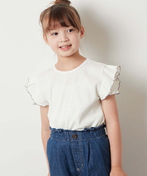 a.v.v（アーヴェヴェ）の「[140-150]オフショル袖フリルテレコトップス（Tシャツ/カットソー・キッズ）」
