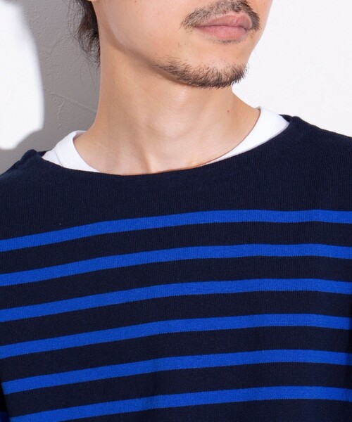 GLOSTER（グロスター）の「【GLOSTER/グロスター】バスクボーダー  ボートネック パネルボーダー（ニット/セーター・メンズ・ホワイト系その他2/ホワイト系その他/チャコールグレー/ネイビー・S/M/L）」の21枚目の写真