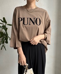 PUNOスリットスリーブフロッキーロゴTEE