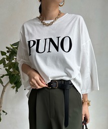 PUNOスリットスリーブフロッキーロゴTEE