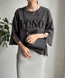 PUNOスリットスリーブフロッキーロゴTEE