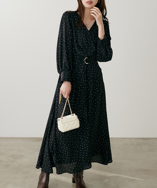 natural couture(ナチュラルクチュール)の「骨ストカシュクールワンピース(ワンピース・レディース・チェック/レッド/ベージュ/ドット/ネイビー/イエロー/ピンク・FREE)」の14枚目の写真