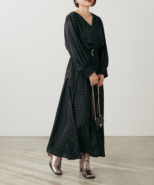 natural couture(ナチュラルクチュール)の「骨ストカシュクールワンピース(ワンピース・レディース・チェック/レッド/ベージュ/ドット/ネイビー/イエロー/ピンク・FREE)」の16枚目の写真