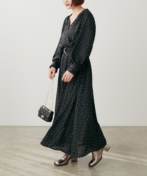natural couture(ナチュラルクチュール)の「骨ストカシュクールワンピース(ワンピース・レディース・チェック/レッド/ベージュ/ドット/ネイビー/イエロー/ピンク・FREE)」の17枚目の写真