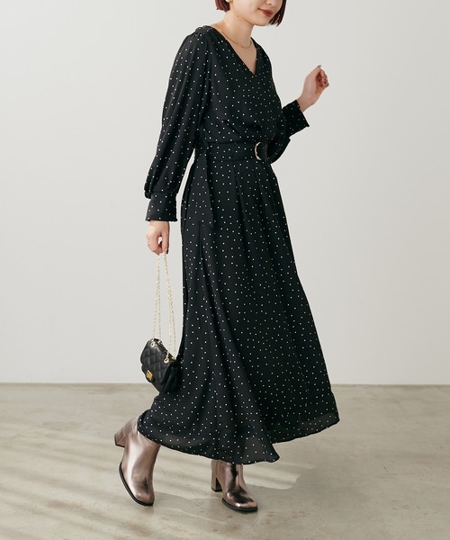 natural couture(ナチュラルクチュール)の「骨ストカシュクールワンピース(ワンピース・レディース・チェック/レッド/ベージュ/ドット/ネイビー/イエロー/ピンク・FREE)」の18枚目の写真