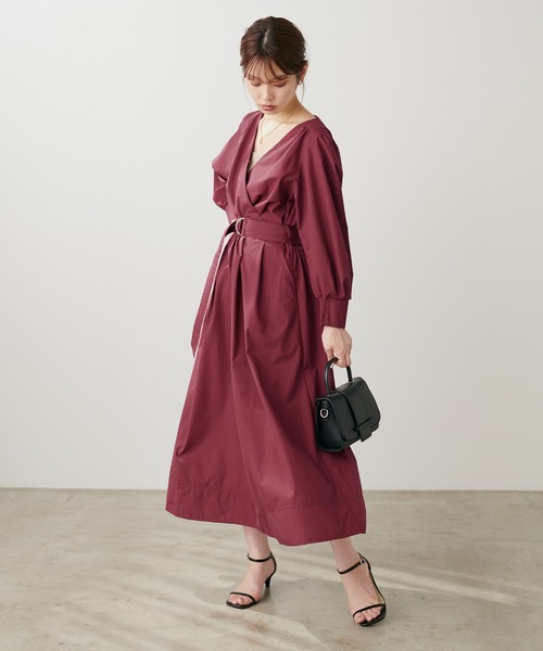 natural couture(ナチュラルクチュール)の「骨ストカシュクールワンピース(ワンピース・レディース・チェック/レッド/ベージュ/ドット/ネイビー/イエロー/ピンク・FREE)」の9枚目の写真