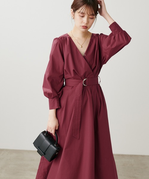 natural couture(ナチュラルクチュール)の「骨ストカシュクールワンピース(ワンピース・レディース・チェック/レッド/ベージュ/ドット/ネイビー/イエロー/ピンク・FREE)」の10枚目の写真