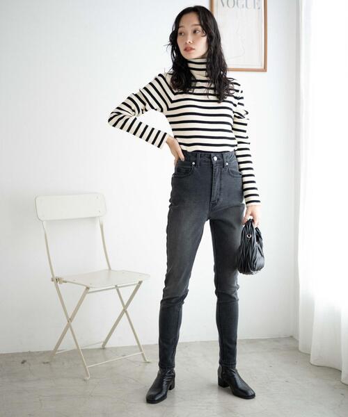 WEGO（ウィゴー）の「WEGO/ハイウエストストレッチスキニーパンツ（デニムパンツ・レディース・ダークインディゴブルー/ブラック・MEDIUM/X-SMALL/SMALL）」の21枚目の写真