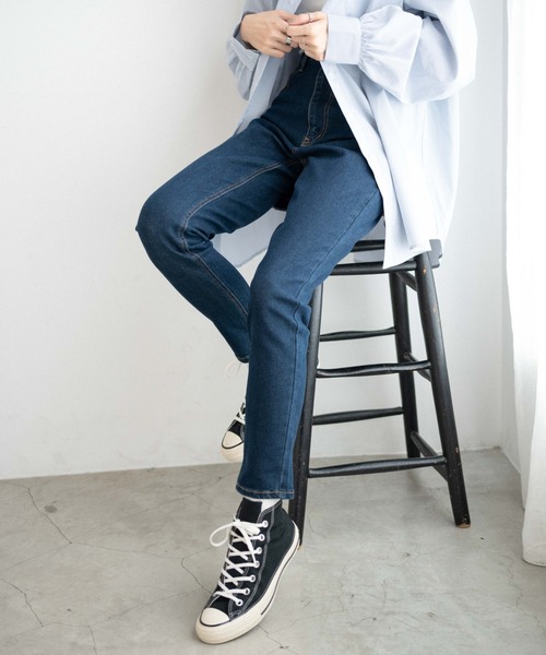 WEGO（ウィゴー）の「WEGO/ハイウエストストレッチスキニーパンツ（デニムパンツ・レディース・ダークインディゴブルー/ブラック・MEDIUM/X-SMALL/SMALL）」の10枚目の写真