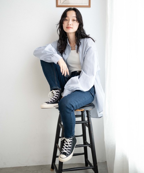 WEGO（ウィゴー）の「WEGO/ハイウエストストレッチスキニーパンツ（デニムパンツ・レディース・ダークインディゴブルー/ブラック・MEDIUM/X-SMALL/SMALL）」の13枚目の写真