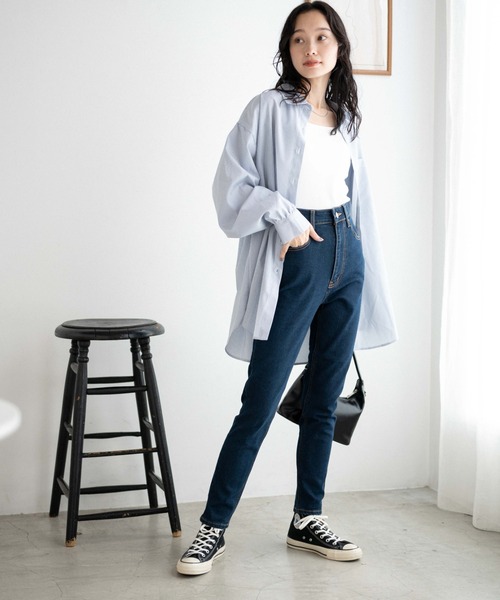 WEGO（ウィゴー）の「WEGO/ハイウエストストレッチスキニーパンツ（デニムパンツ・レディース・ダークインディゴブルー/ブラック・MEDIUM/X-SMALL/SMALL）」の14枚目の写真