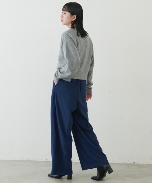 セール】ウールライクパイピングワイドスラックス【サイズ展開