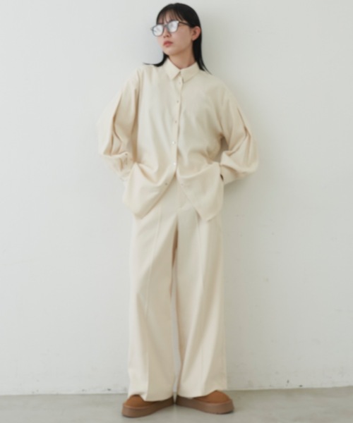 Aunt Marie's(アントマリーズ)の「ウールライクパイピングワイドスラックス【サイズ展開あり】(スラックス・レディース・アイボリー/ネイビー/ブラック・MT/FREE)」の9枚目の写真