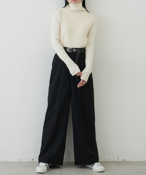 Aunt Marie's(アントマリーズ)の「ウールライクパイピングワイドスラックス【サイズ展開あり】(スラックス・レディース・アイボリー/ネイビー/ブラック・MT/FREE)」の15枚目の写真