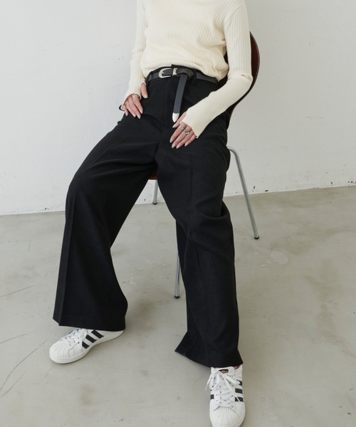 Aunt Marie's(アントマリーズ)の「ウールライクパイピングワイドスラックス【サイズ展開あり】(スラックス・レディース・アイボリー/ネイビー/ブラック・MT/FREE)」の14枚目の写真