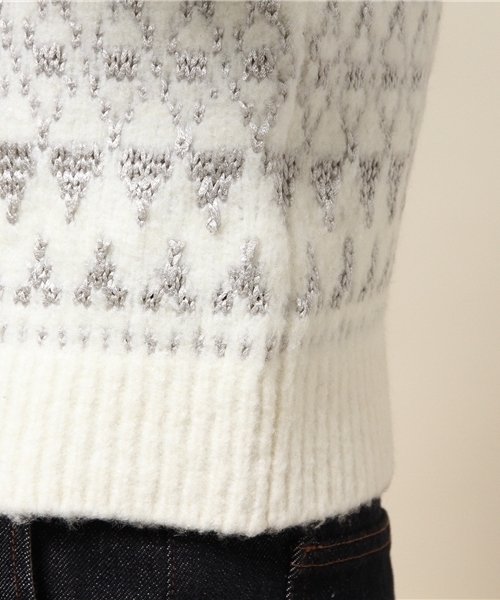 GUILD PRIME（ギルドプライム）の「【GUILD PRIME】WOMENS シャイニーボヘミアンニット（ニット/セーター・レディース・ブラック/ホワイト・34/36）」の7枚目の写真
