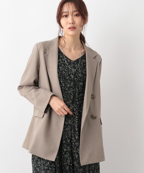 GLOBAL WORK（グローバルワーク）の「お手入れらくらくSET UPWジャケット/MATINEE LINE/969685（トレンチコート・レディース・チャコールグレー/モカ/ベージュ・MEDIUM/LARGE/SMALL）」の4枚目の写真