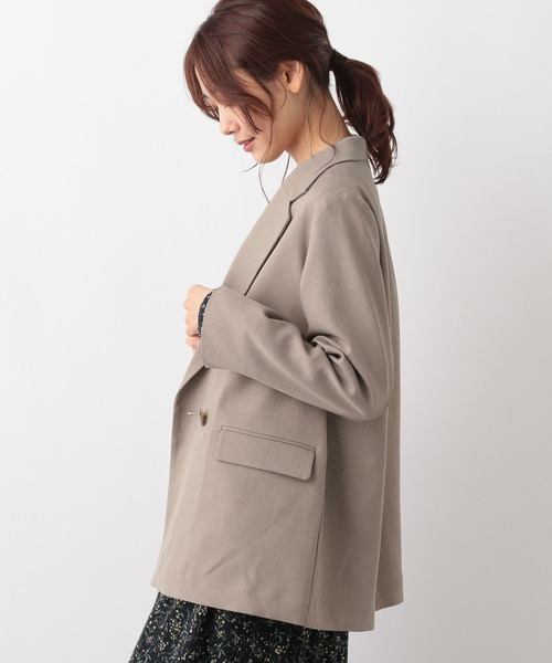 GLOBAL WORK（グローバルワーク）の「お手入れらくらくSET UPWジャケット/MATINEE LINE/969685（トレンチコート・レディース・チャコールグレー/モカ/ベージュ・MEDIUM/LARGE/SMALL）」の5枚目の写真